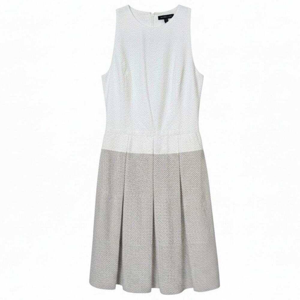 Michele Emanuele Dress Sleeveless Fit & Flare White & Taupe with Stripes - XS